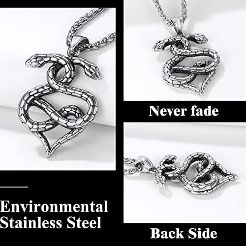 Stainless Steel Snake Pendant Necklace for Men and Women - Punk Fashion jewelry