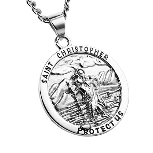 HZMAN Stainless Steel Religious Christian Amulet Pendant Necklace