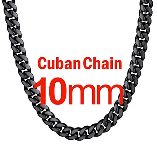 Men's Chunky Miami Cuban Chain Necklace with Custom Options - Available in Various Widths and Lengths, Gold Plated, Stainless Steel, or Black - Comes with Gift Box