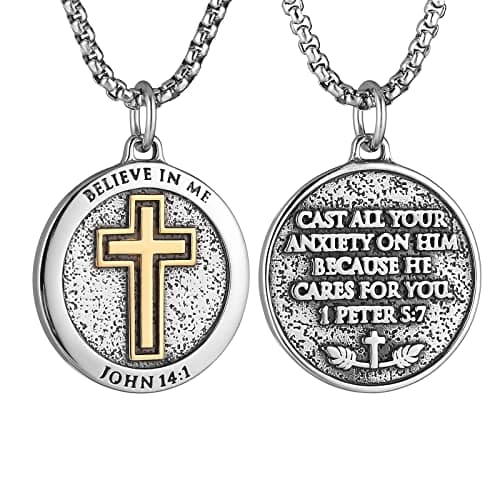 Bible Verse Necklace for Men and Women: Stainless Steel Pendant Gift