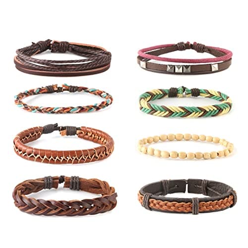 STWTR Mix 8 Wrap Bracelets Hemp Cords Wood Beads