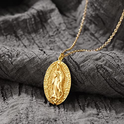 VACRONA 18k Gold Plated Vintage Textured Coin Necklace for Women