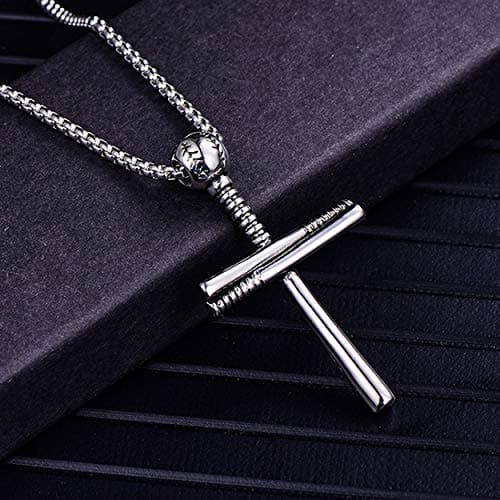 Rehoboth Baseball Bat Cross Pendant Necklace for Men and Women