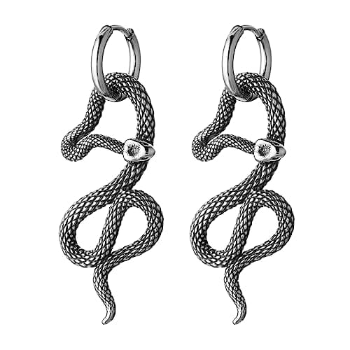 Snake Earrings Stainless Steel Retro Gothic Punk Hoop Earring Biker Party Jewelry Gift