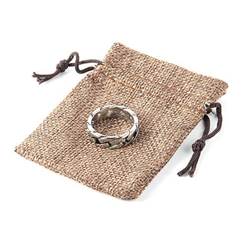 HZMAN Silver Gold Black Wide Band Cuban Link Ring