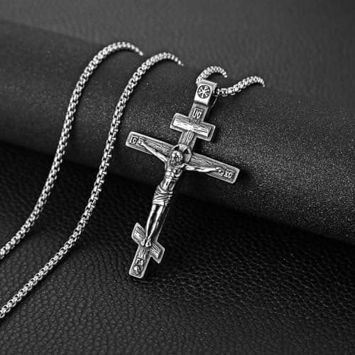 HZMAN Eastern Orthodox Cross Necklace for Men Gift