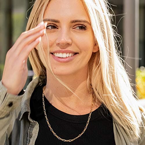 24k Gold Plated 4.5mm Figaro Chain Necklace for Men & Women