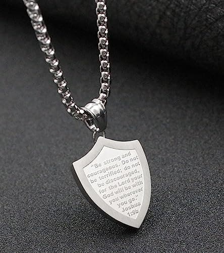 Stainless Steel Men Shield Armor of God Necklace