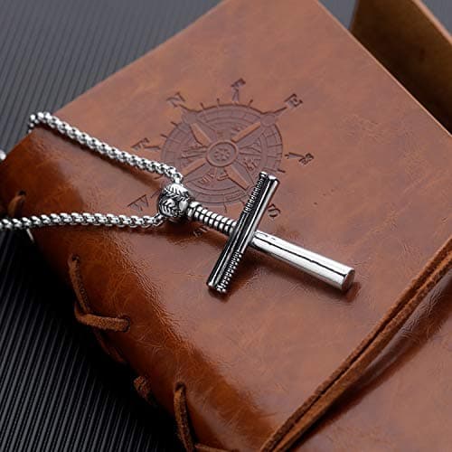 TEMICO Stainless Steel Baseball Cross Pendant Necklace for Men Sports Enthusiasts