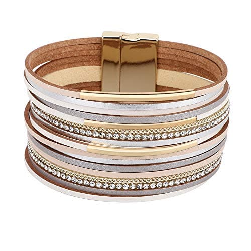 Emibele Layered Rivet Leopard Bohemian Bracelet for Women