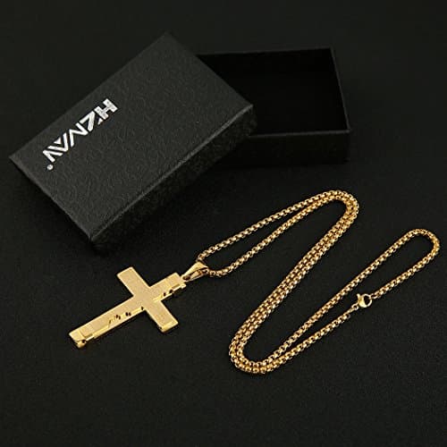 HZMAN Cross Lord's Prayer Pendant Necklace
