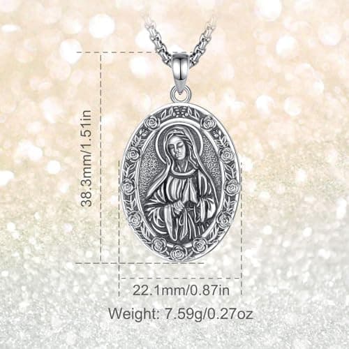 INFUSEU Unique Virgin Mary, St Joseph & Jesus Pendant Necklace 20+2 Inch Chain