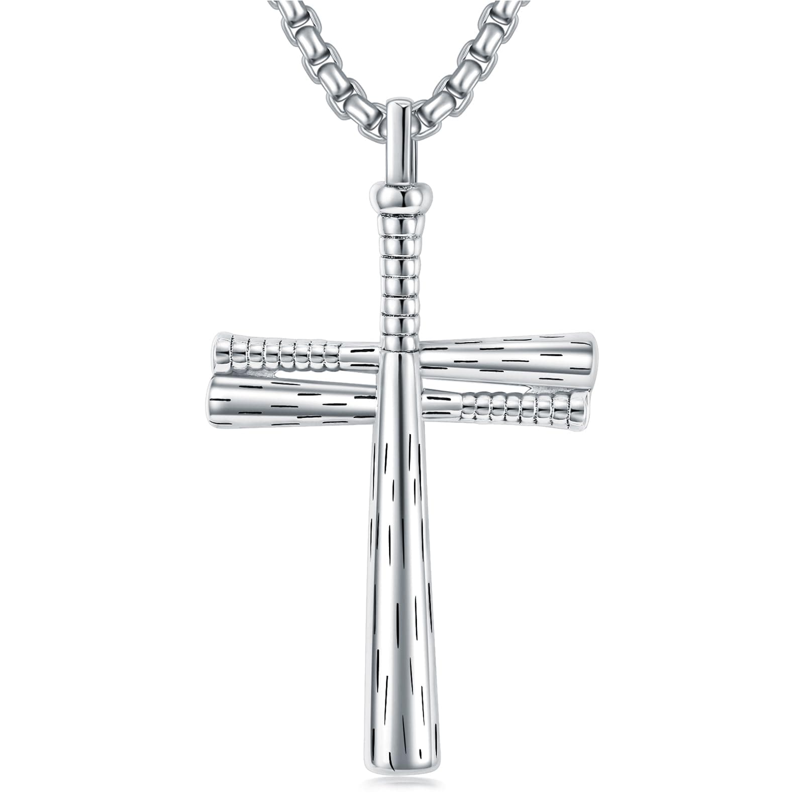 Sterling Silver Baseball Cross Pendant for Men & Boys Jewelry Gift