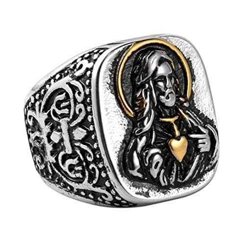 Vintage Jesus Blessing Christian Stainless Steel Rings
