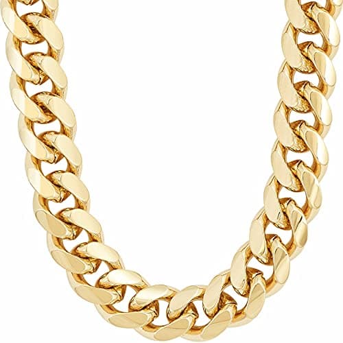 LIFETIME 24k Gold Plated Diamond Cut Cuban Link Necklace for Men & Women