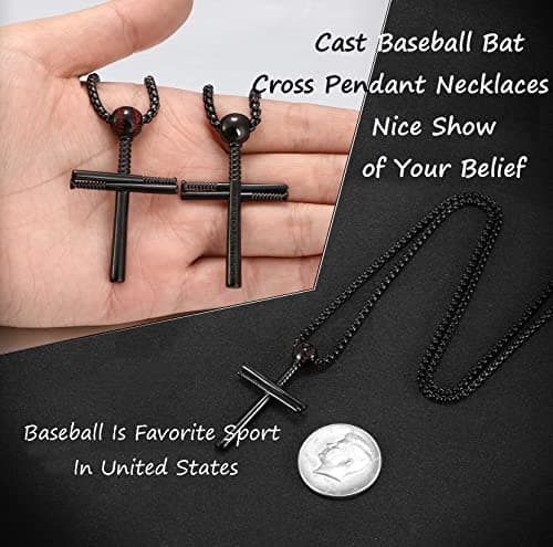 Men's Stainless Steel Baseball Cross Necklace - SKQIR Gift for Boys