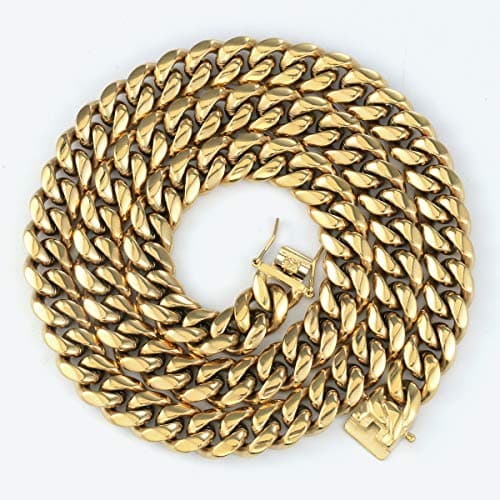 Mens Heavy Miami Cuban Link Chain 14k Gold Plated Choker Necklace/Bracelet