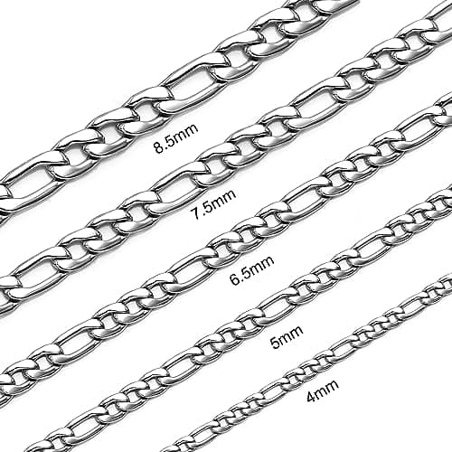 SANNYRA Men's Stainless Steel Figaro Chain Necklace - 18K Gold-plated Silver