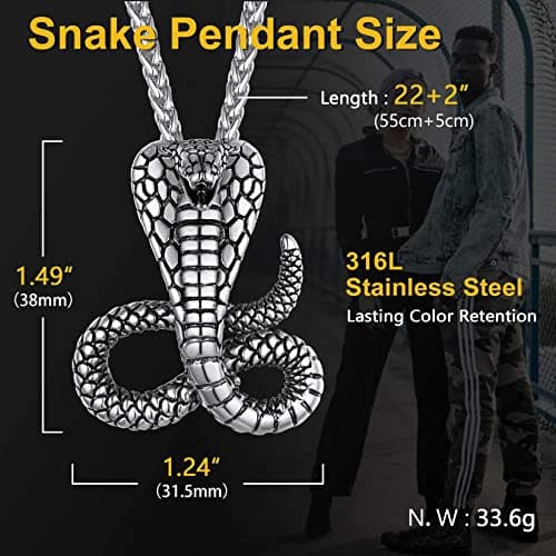 Retro Cobra Snake Necklace for Gothic Jewelry Fans