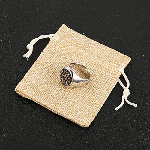 HZMAN Solomon Seal Constellation Rings Stainless Steel for Men Women