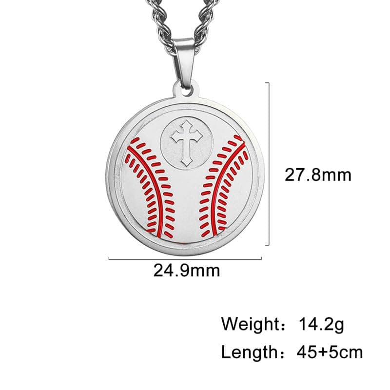 YIQPKUM Cute Stainless Steel Baseball Cross Necklace for Women Sports Jewelry