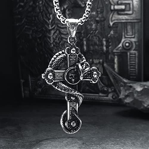 Bahamut Men's Silver Skull Dragon Pendant Jewelry