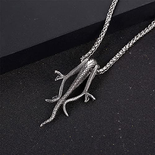 Awinrel Snakes Mamba Surgical Steel Pendant Necklace for All Gender