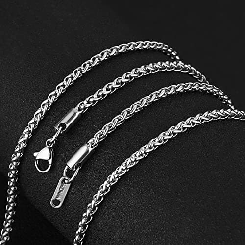3.0 mm Stainless Steel Wheat Silver Chain Necklaces for Men & Women - 16 to 30