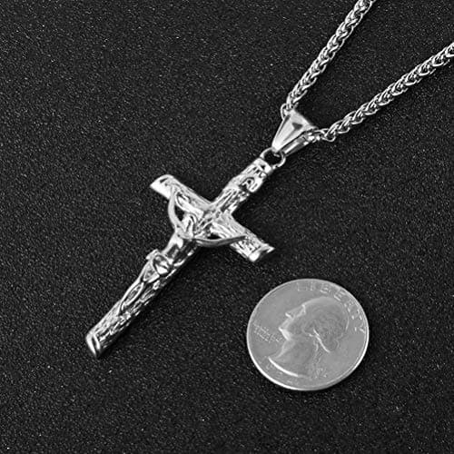 HZMAN Crucifix Cross Pendant Necklace with Chain for Men and Women