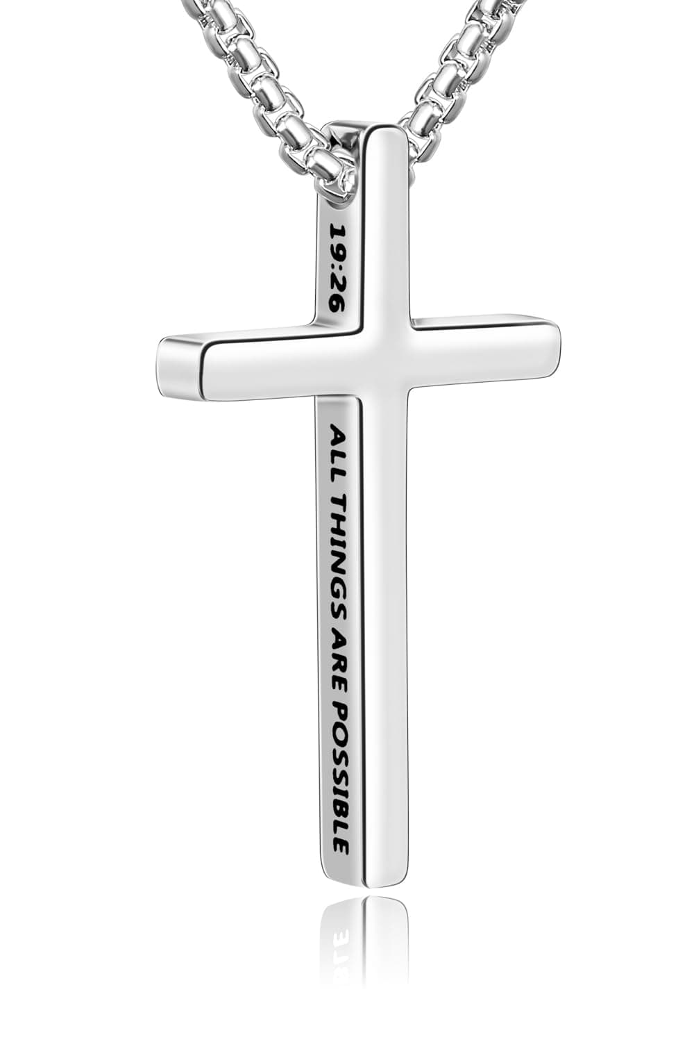 Men's Inspirational Fiusem Stainless Steel Cross Chain Necklace