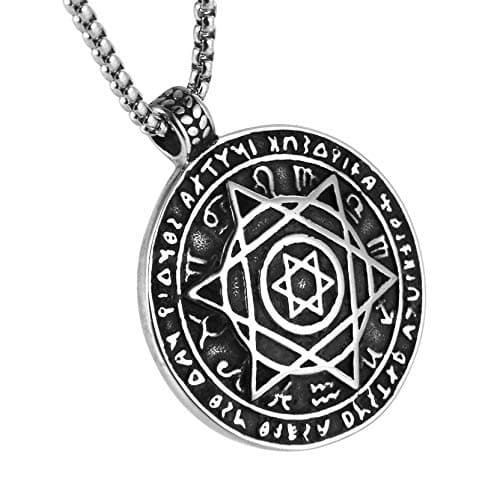 Stainless steel Talisman Seal Solomon Star Pendant Necklace - 12 Constellations