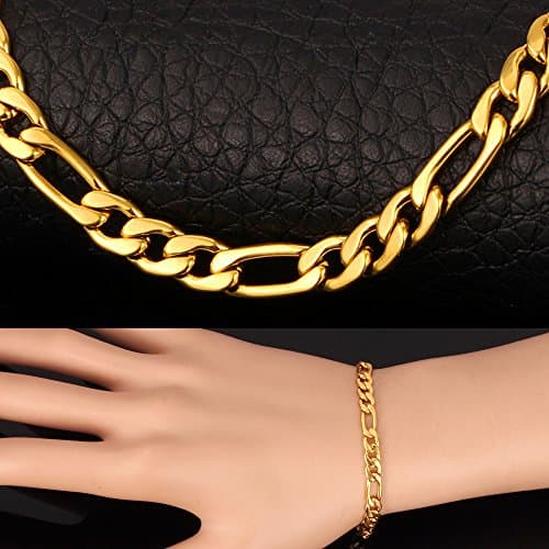 Figaro Chain Necklace - 3mm-9mm Stainless Steel, 18K Gold Plated, 16"-30"