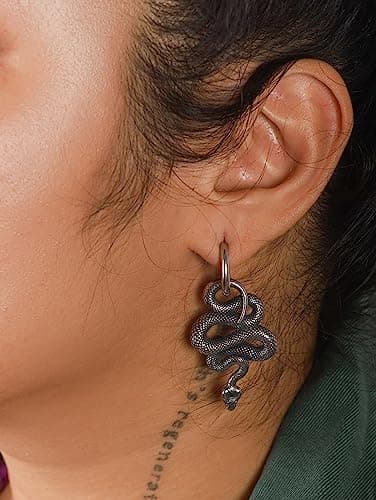 Sacina Gothic Punk Snake Dangle Earrings, Grunge Jewelry Gift for Women