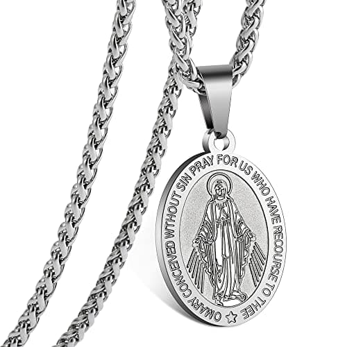 Stainless Steel Catholic Patron Saints Necklace 24 Inches