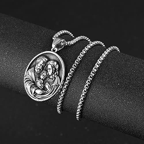 Christian Necklace featuring Virgin Mary, Jesus, and St. Joseph - Men and Women Gift