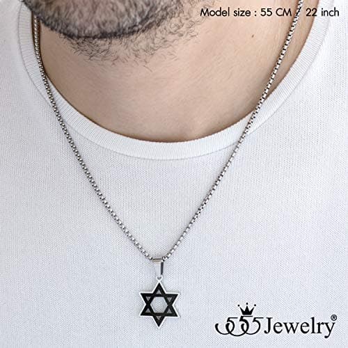 Unisex Stainless Steel Star of David Necklaces - 2-Piece Set