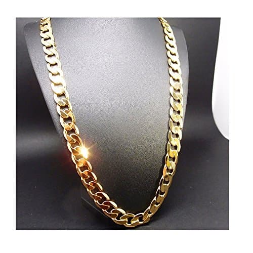 Hollywood 9.2mm Solid 24k Gold Cuban Chain Necklace Diamond Cut Gift