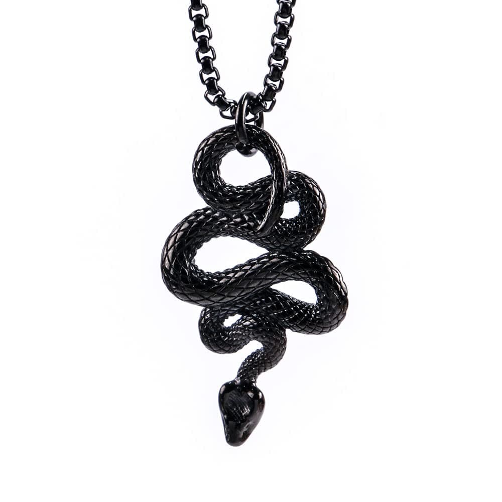 OAKKY Men's Gothic Stainless Steel Snake Animal Pendant Necklace