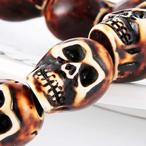 Gothic Skull Bracelet for Unisex - Dark Brown, 8 Inch