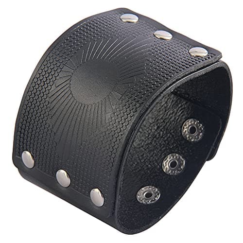 Jeilwiy Men's Punk Leather Wristbands - Adjustable, Braided Black & Brown Cuff Bangle Gifts