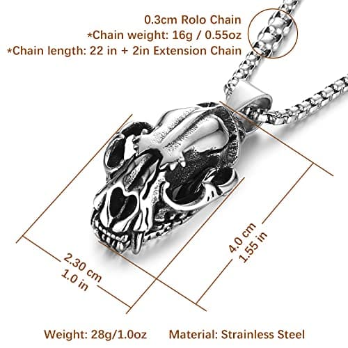 HZMAN Men's Gothic Stainless Steel Punk Pendant Necklace