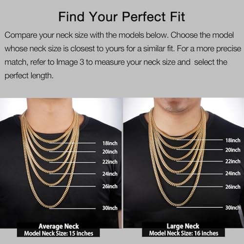 Jewlpire 18K Gold Plated Gold & Silver Chain 4mm-10mm Cuban Link 18-30 Inch