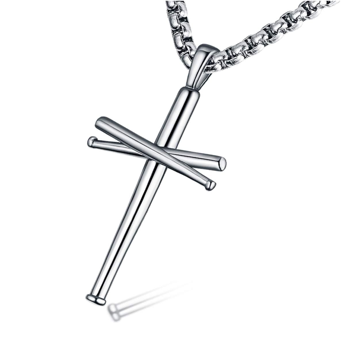 Baseball Cross Pendant Necklace for Teen Boys and Men