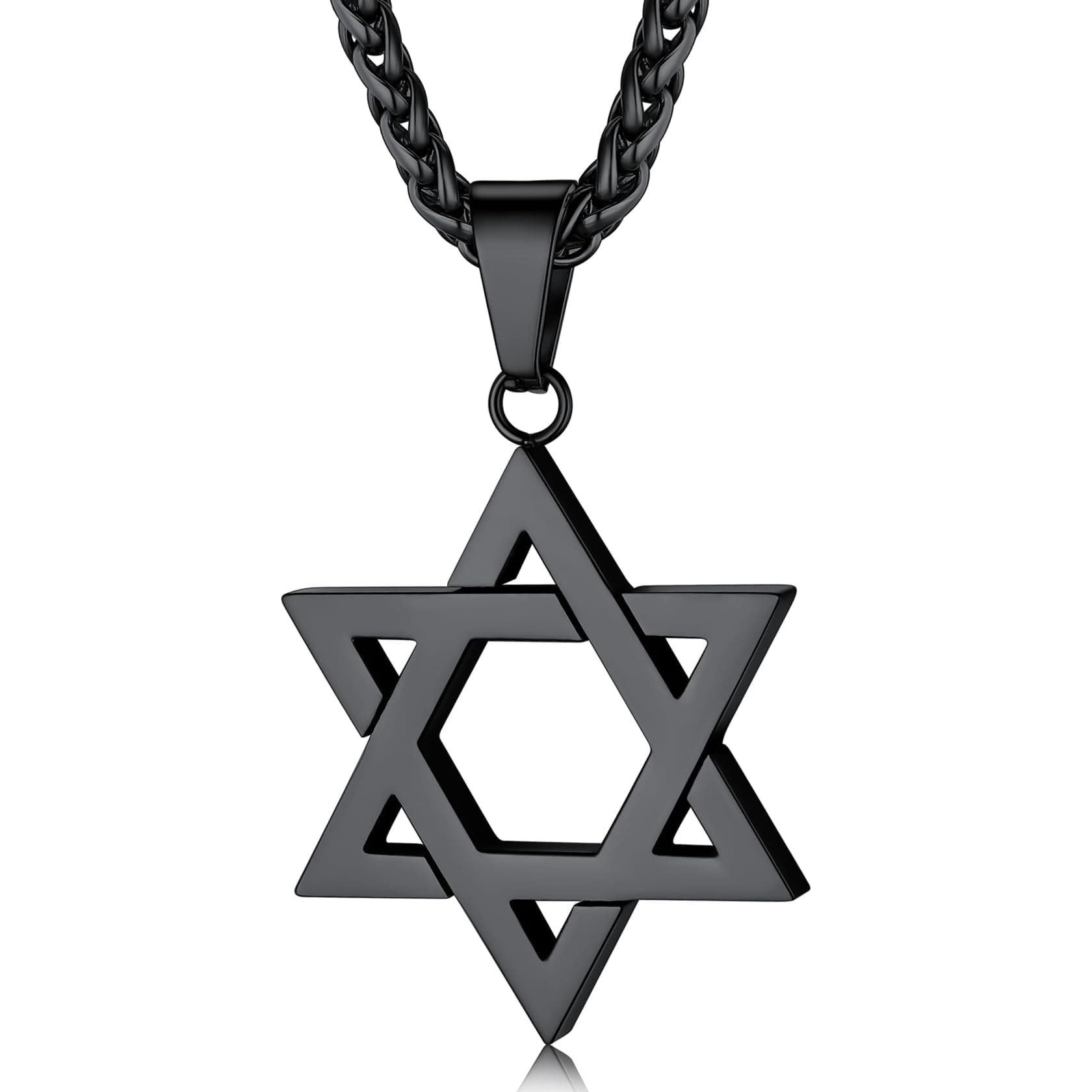 ChainsHouse Magen Star of David Necklace, Stainless Steel/18K Gold Plated Hexagram Jewelry