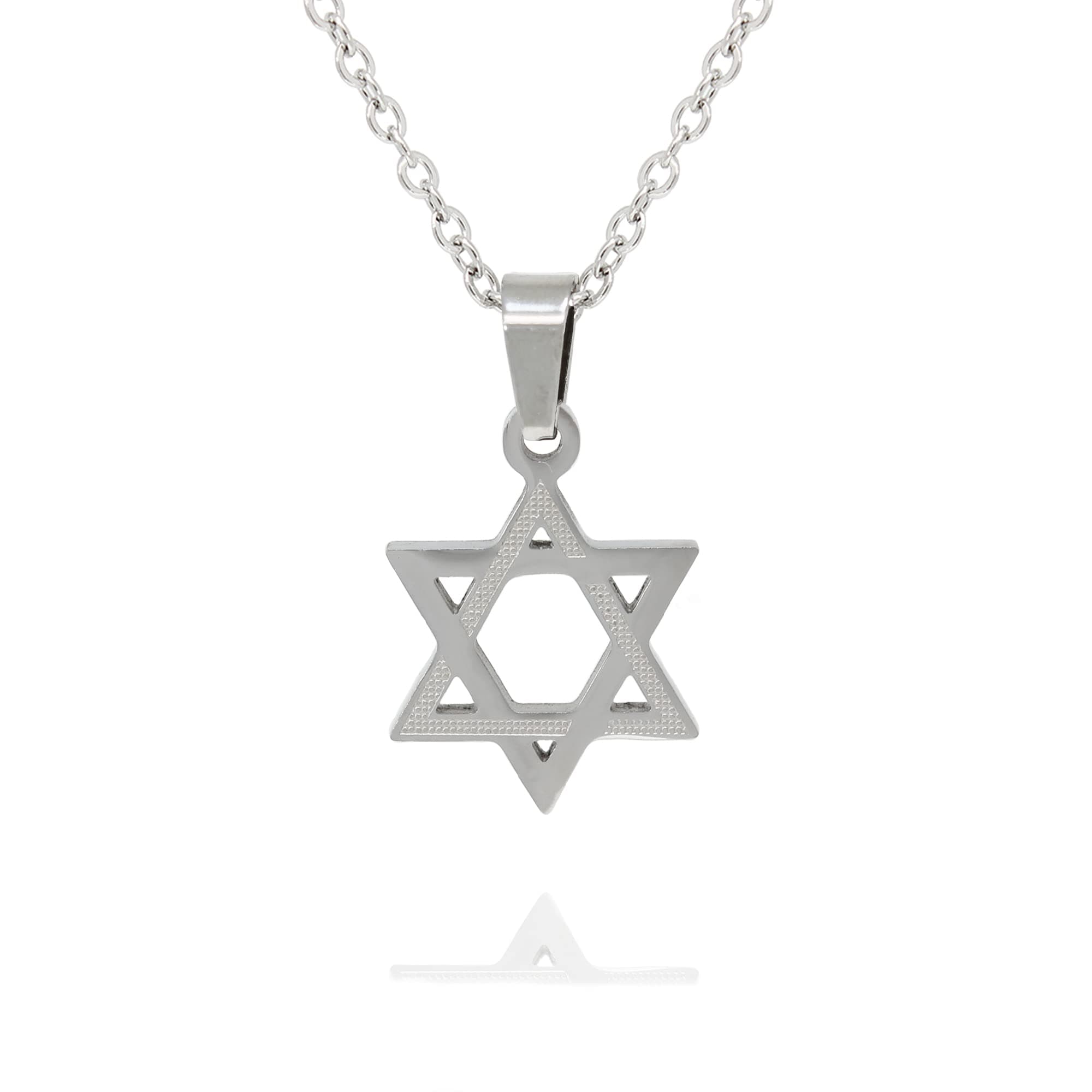 Baronyka Men's Stainless Steel Star of David Necklace, 24" with Extension
