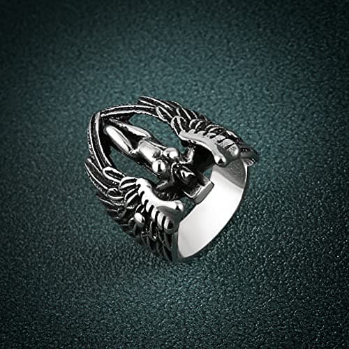 Vintage Angel Wing Stainless Steel Ring