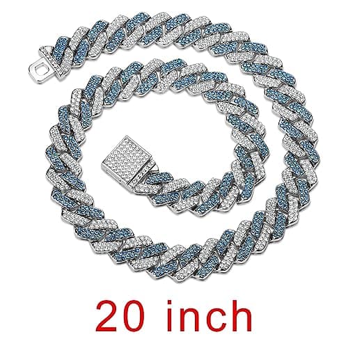 JUNVirtuous Women's Cuban Link Chain Necklace with Bling and Diamond Jewelry