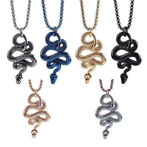 OAKKY Men's Gothic Stainless Steel Snake Animal Pendant Necklace