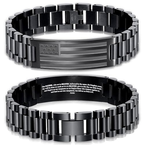 GLEZZA American Flag Cross Bible Verse Bracelet - Graduation Gift for Men & Teens