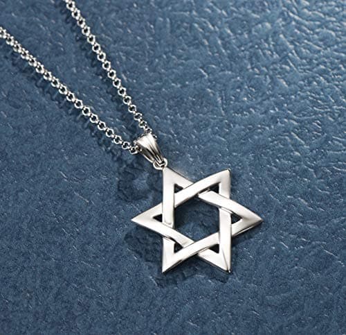 FANCIME Sterling Silver Polished Star of David Pendant Necklace for Men, 19.7-INCH
